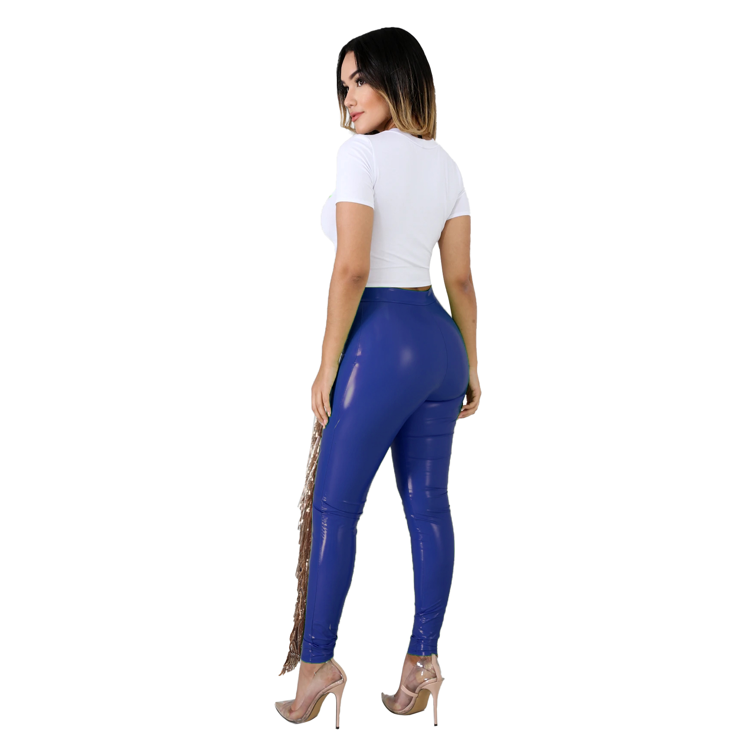 Autumn Party Fit Tassels High Waist Leather Pants