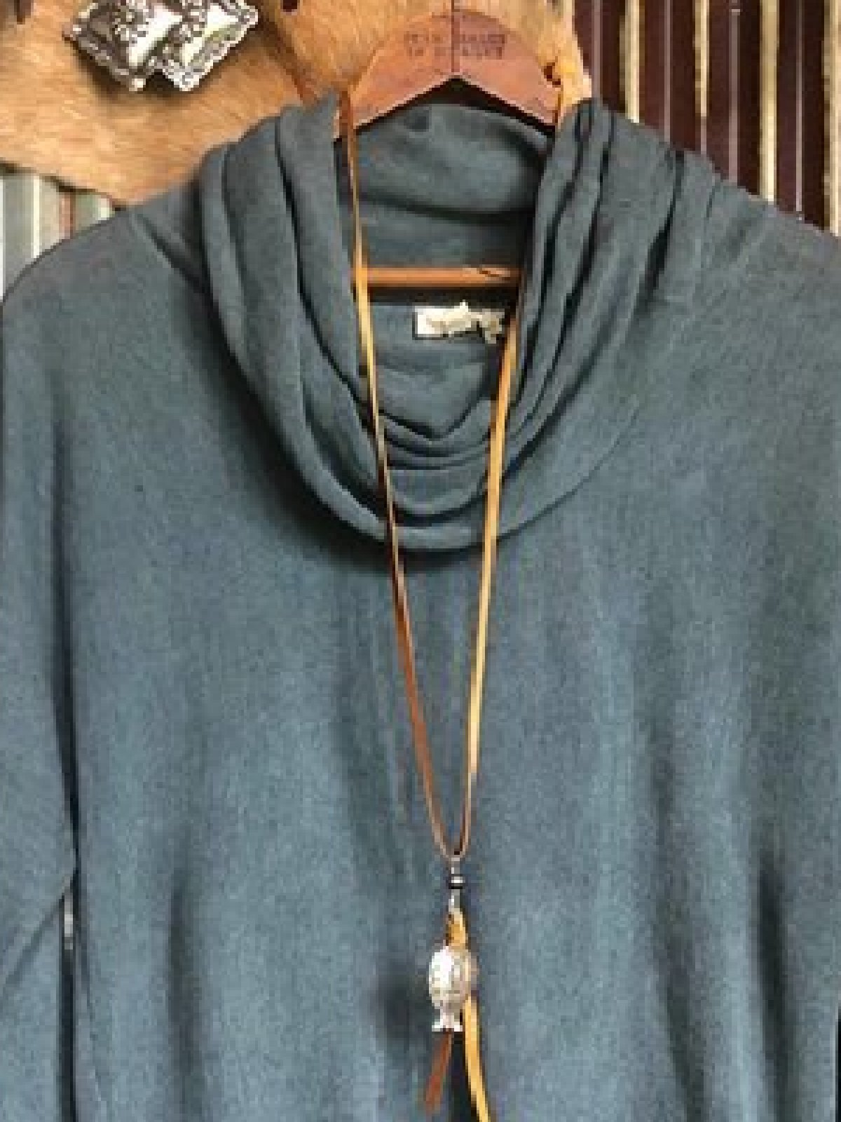 Blue Turtleneck Casual Shirts & Tops