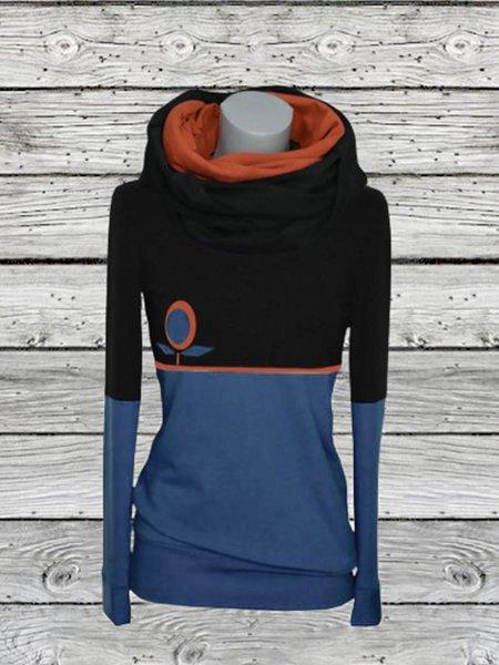 High neck casual long sleeve top