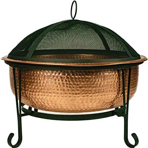 Global Outdoors 26��� Genuine Copper Fire Pit with Screen, Cover and Safety Poker