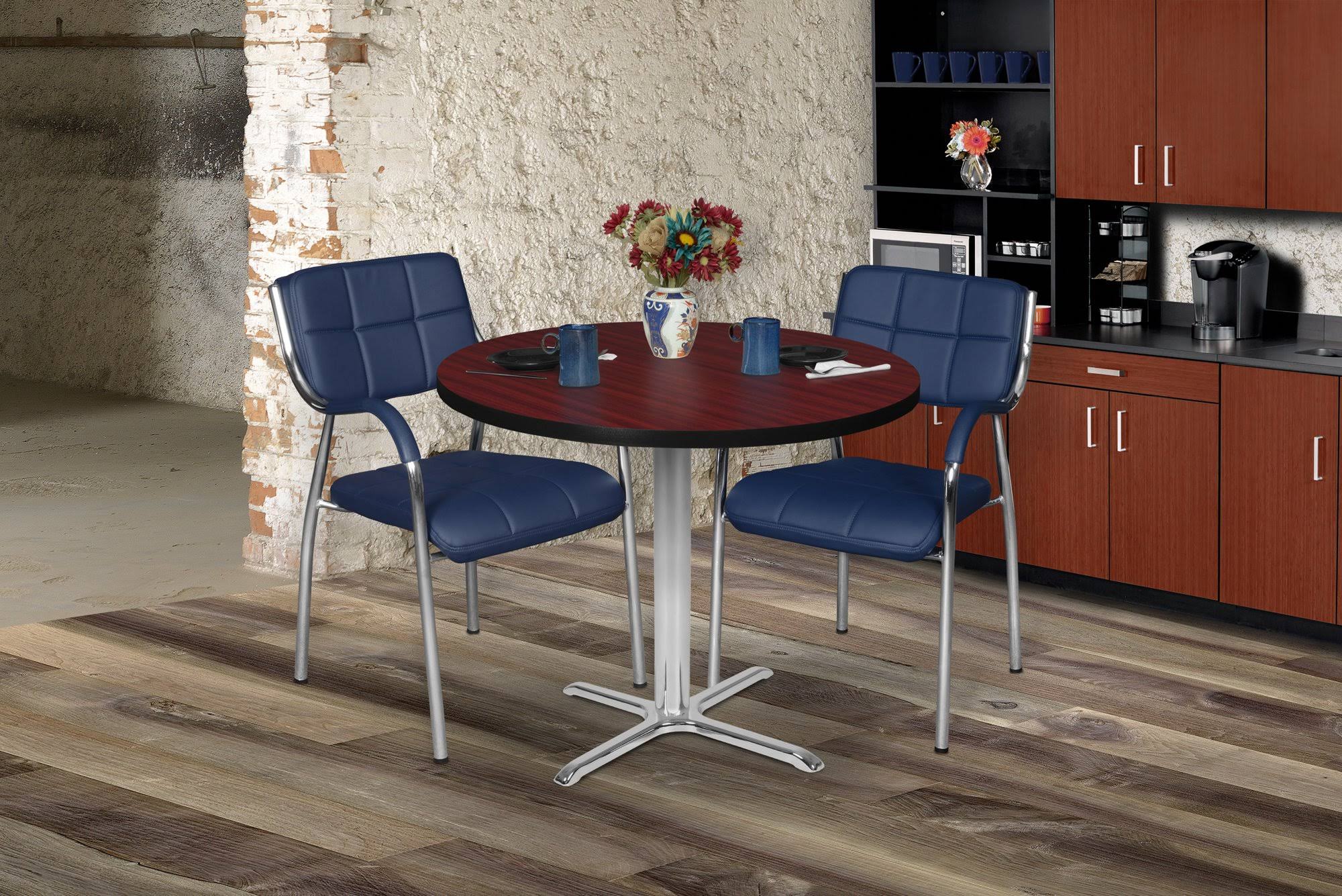 Regency Via 36x22 Round X-Base Table- Mahogany/Grey