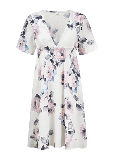 Print Flower High Waist Casual Dress