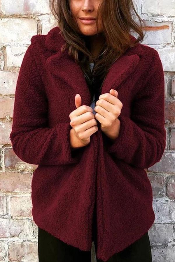 Fashion Pure Colour Turndown Collar Slim Suit Jacket