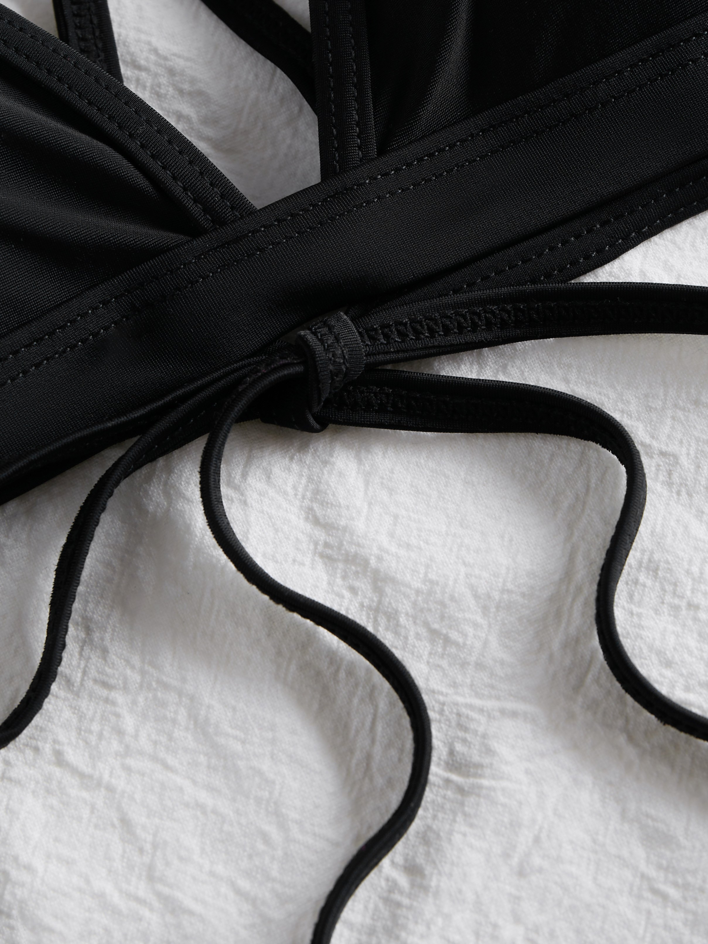 Solid Cut Out Backless String Thong Bikini