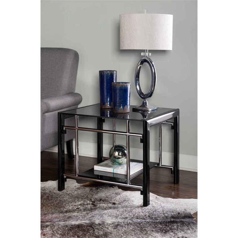 Powell Dart Glass End Table in Black - PCYMX02