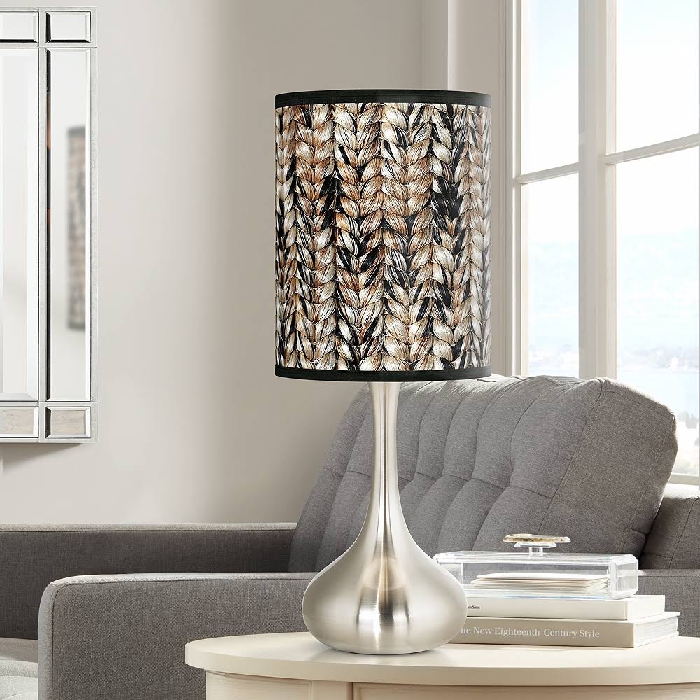 Giclee Glow Braided Jute Giclee Droplet Table Lamp, Brown