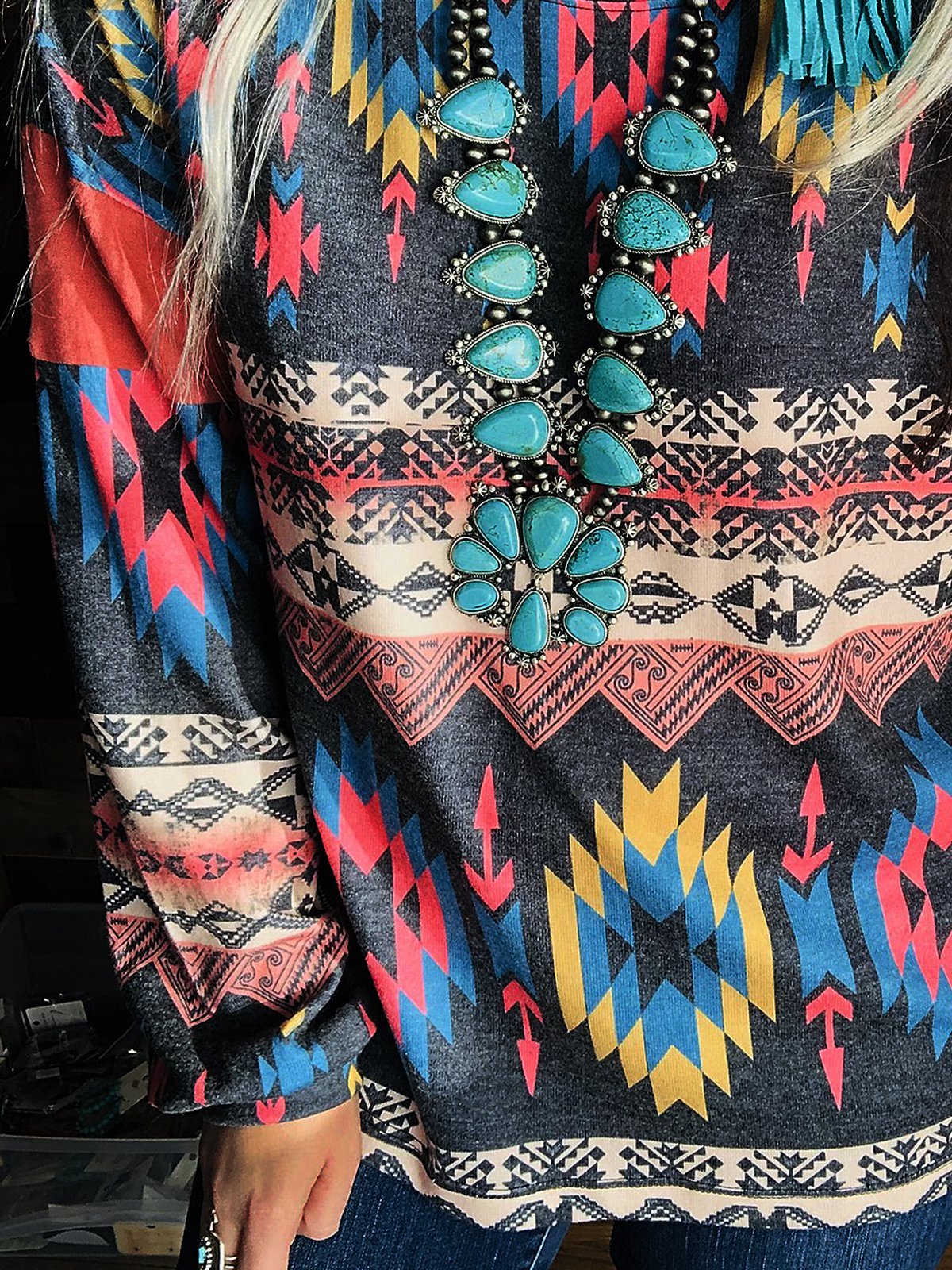 Printed Geometric Long Sleeve Casual Shirts & Tops