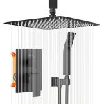 Black Shower Faucet GGStudy Bathroom Luxury Rain Mixer Shower Combo Set