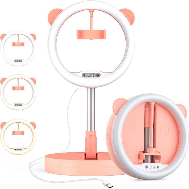 10Inch Portable Phone Ring Light Dimmable LED Selfie Ring light Photographic Lamp With Tripod
