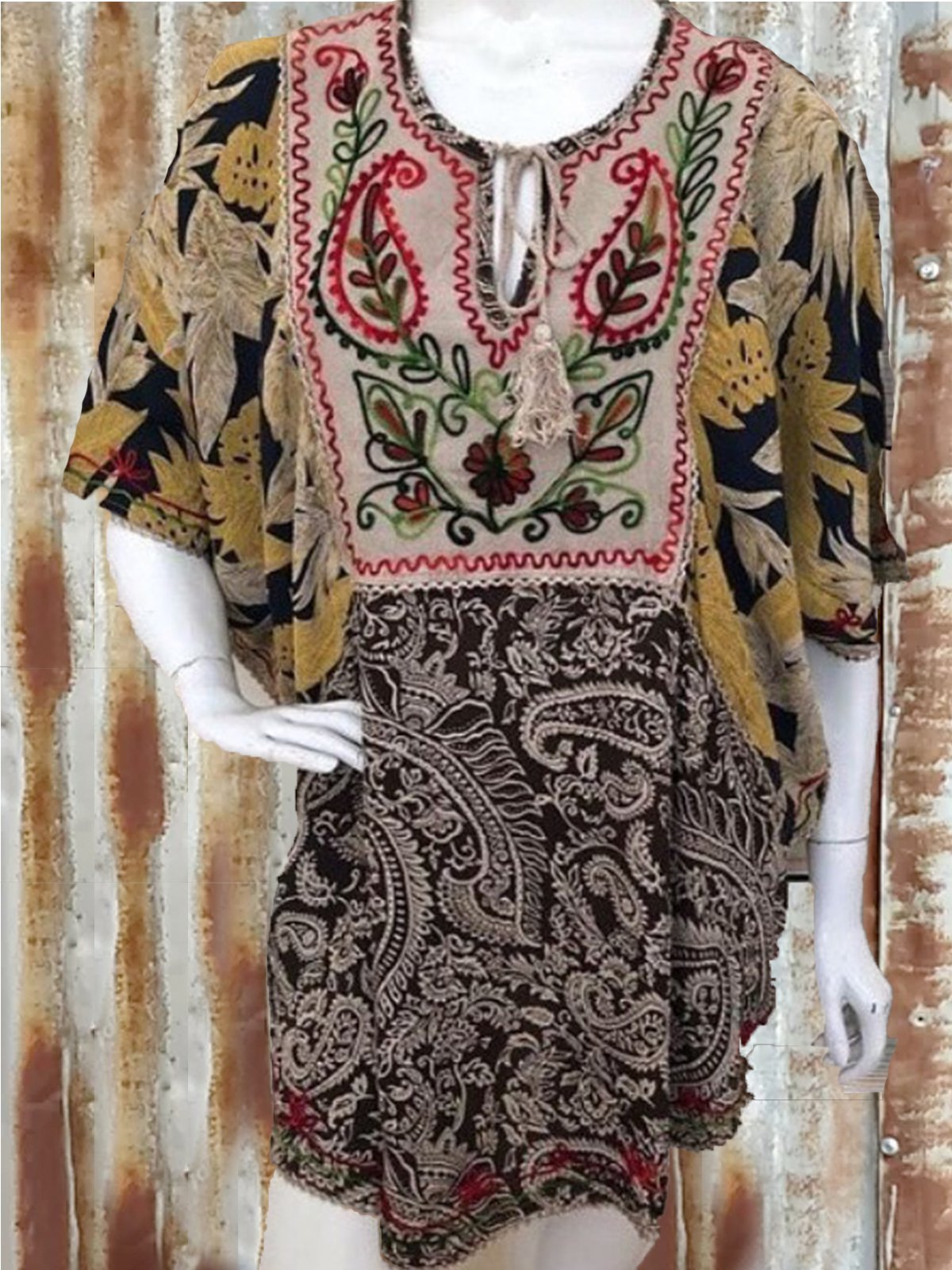 Crew Neck Short Sleeve Vintage Shirts & Tops