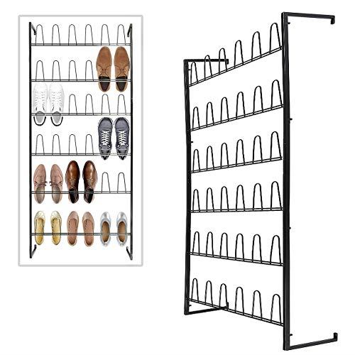 Black Metal Wall Mounted 18 Pair Entryway Boots and Shoe Rack