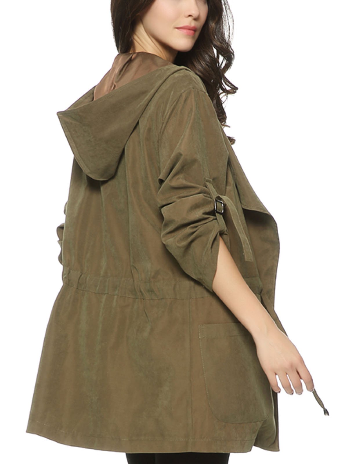 Blue Casual Pockets Solid Outerwear