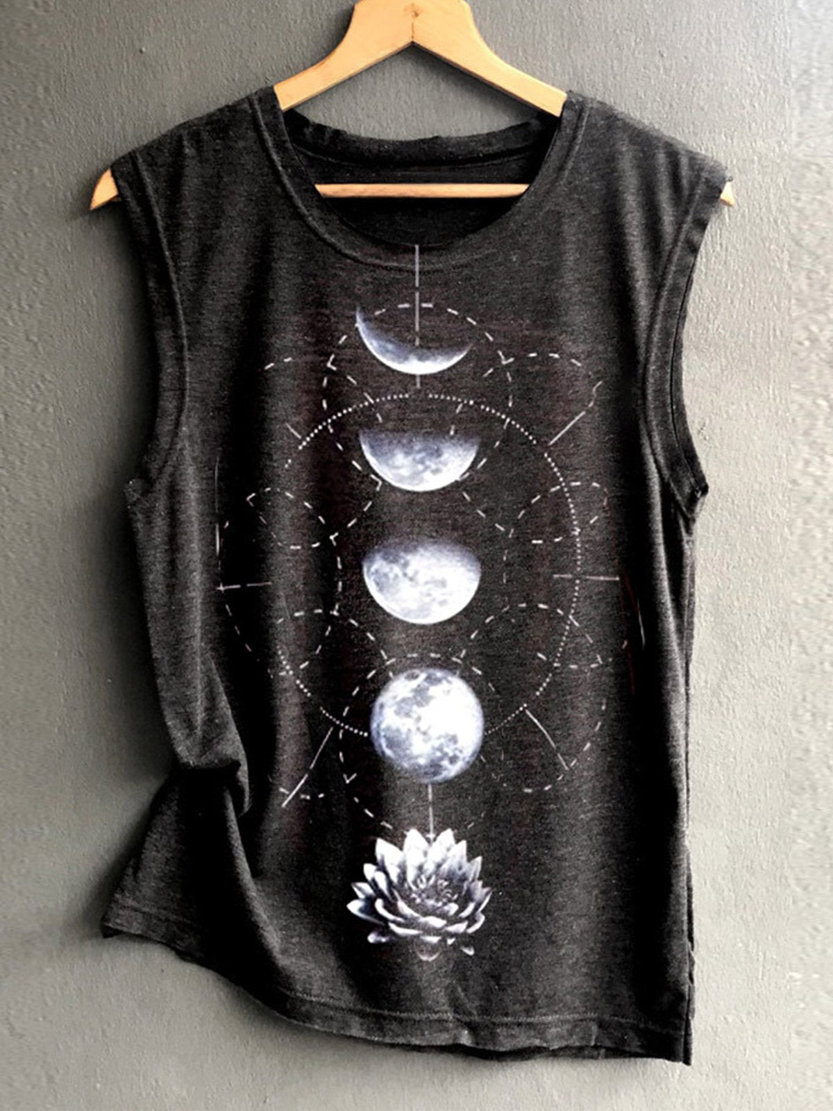 Sleeveless Round Neck Cotton-Blend Shirts & Tops