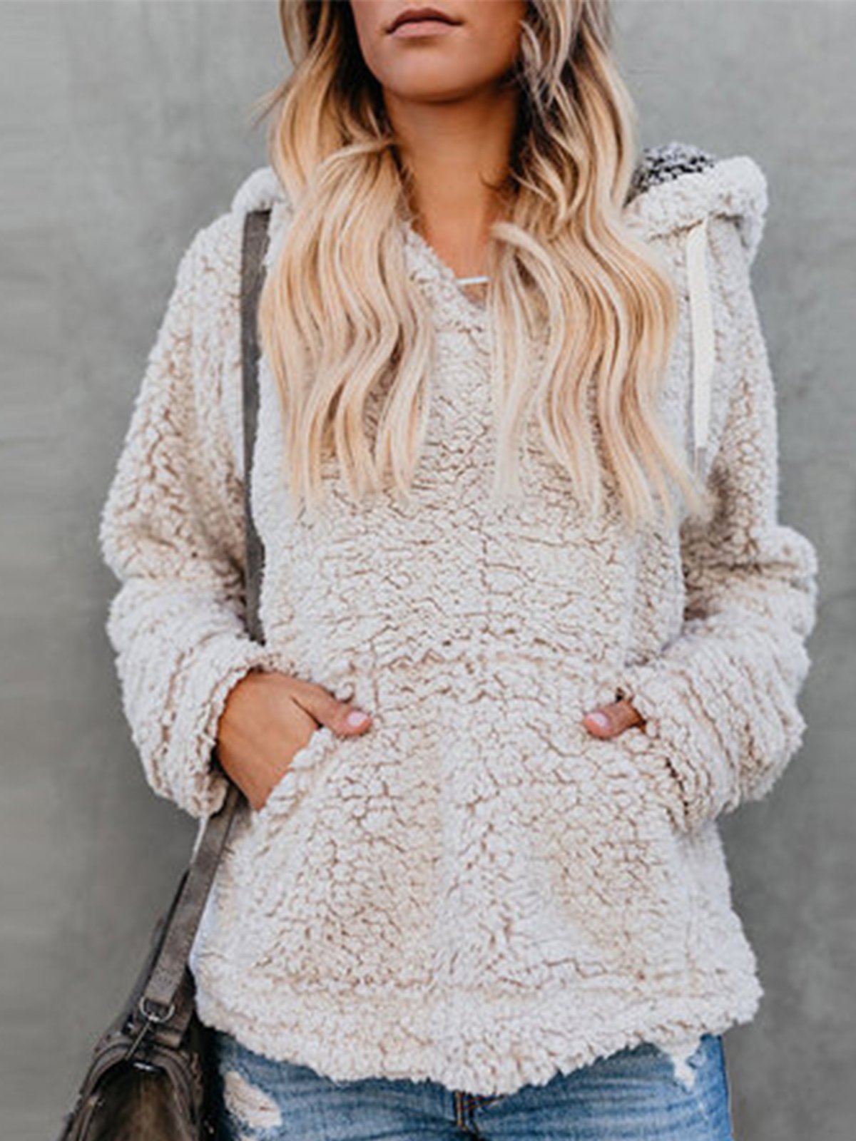 Casual Long Sleeve Plain Hoodies