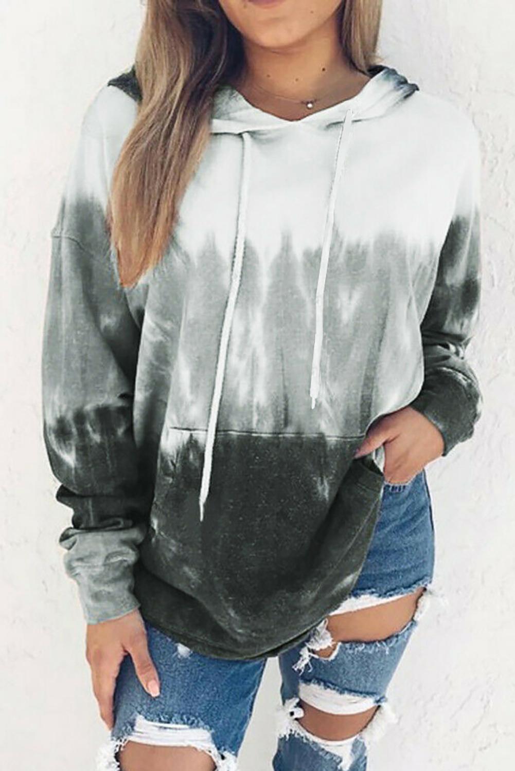 Gray Gradient Long Sleeve Pullover Hoodie