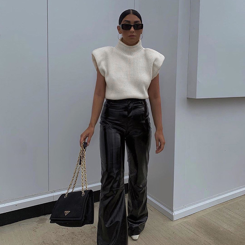 Autumn Turtleneck Cap Sleeve Loose Sweater