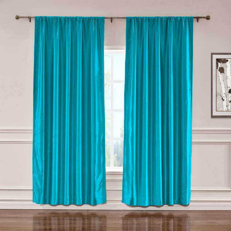 CUSTOM Lao Hang Zhou Turquoise Polyester Cotton Thermal Insulated Curtain
