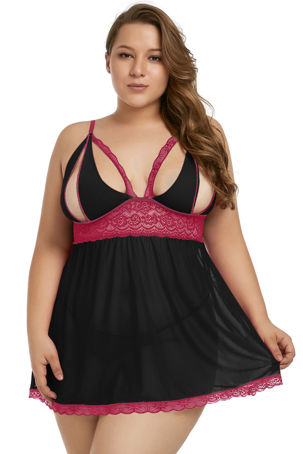 Rose Plus Size Peek-a-boo Valentine Babydoll