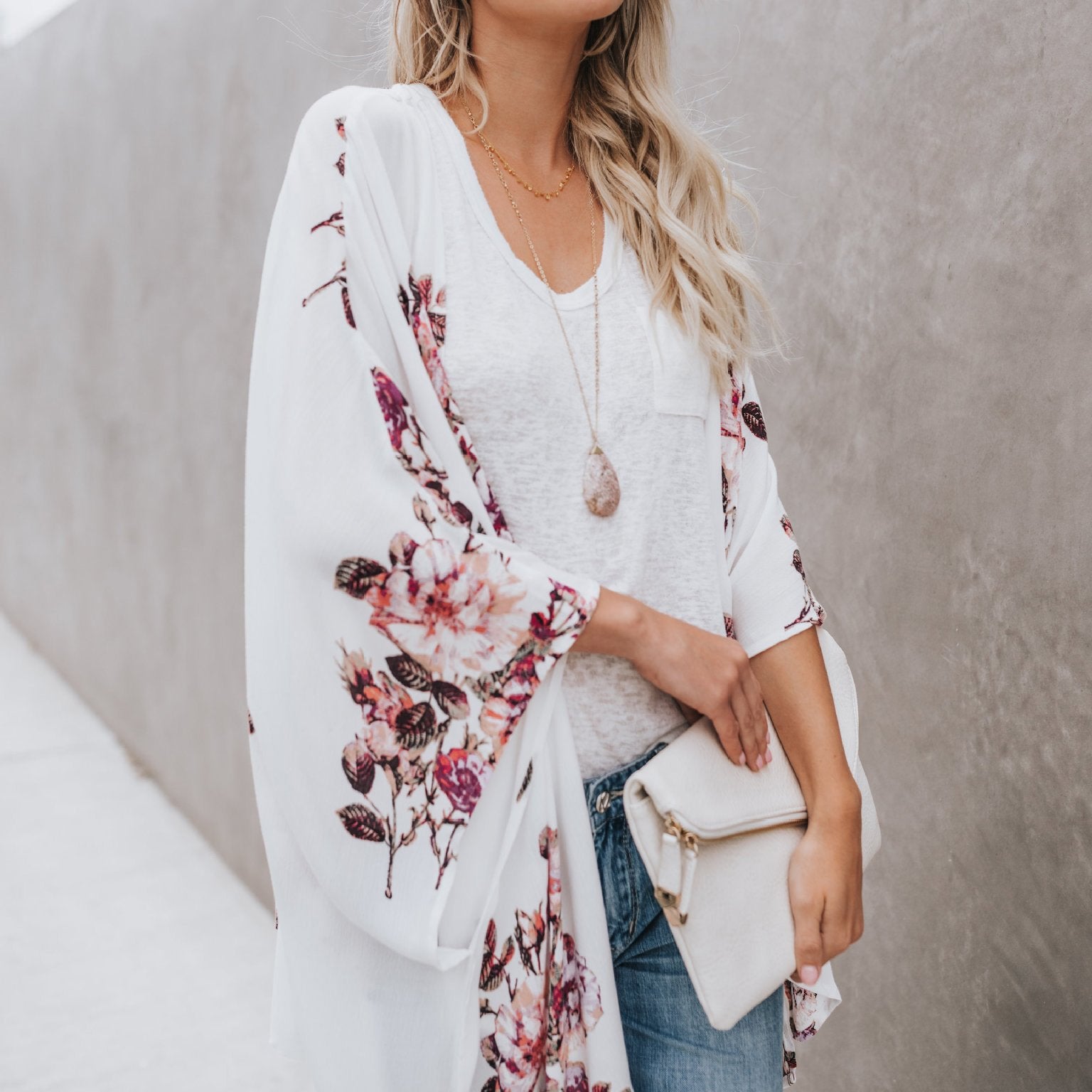 Fashion Print Flare Sleeve Vacation Cardigan