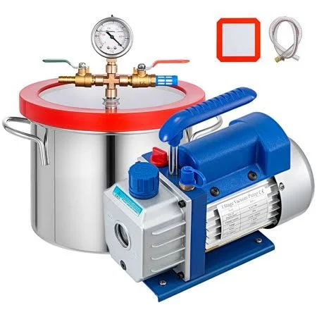 VEVOR 1.5 Gallon Vacuum Degassing Chamber Kit 5.7L Vacuum Chamber with 2.5 CFM Vacuum Pump