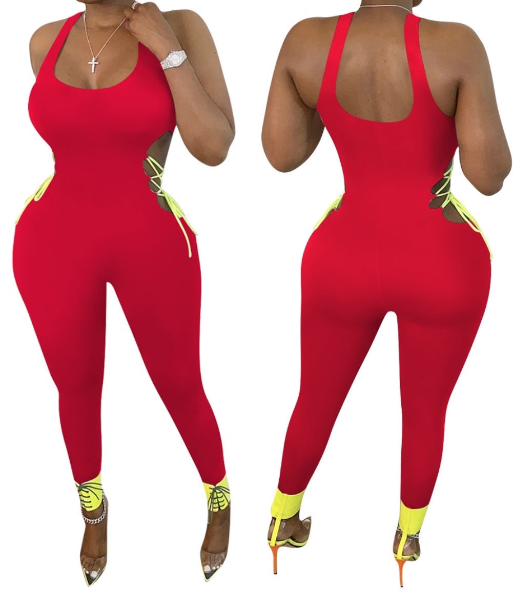 Sexy Lace Up Sleeveless Bodycon Jumpsuit