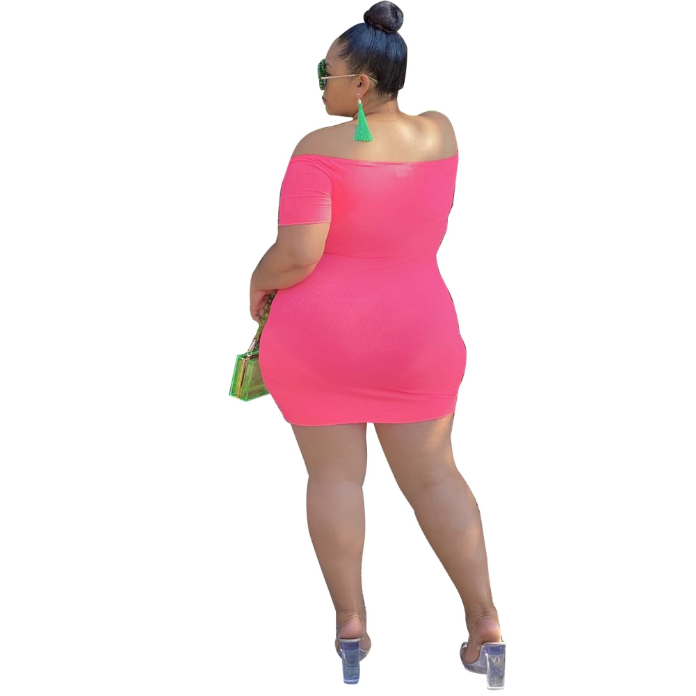 Plus Size Off Shoulder Mini Bodycon Dress