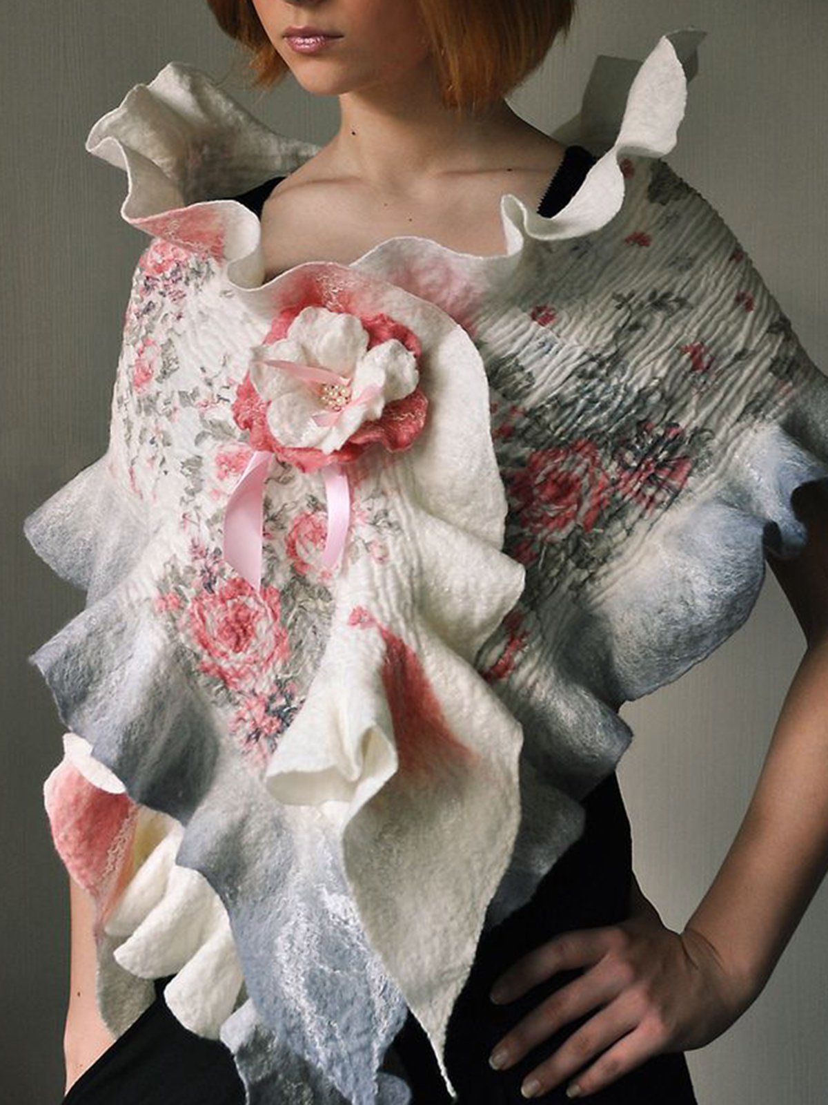 Beige Printed Vintage Scarves & Shawls