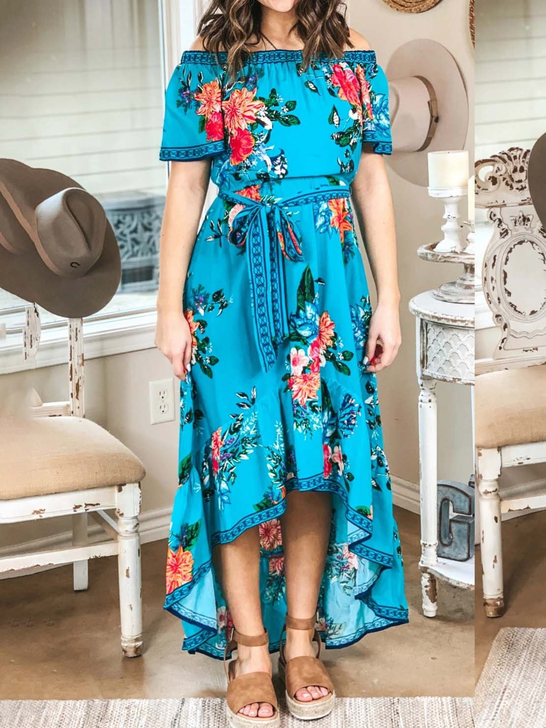 Floral Sleeveless Holiday Cotton-Blend Dresses