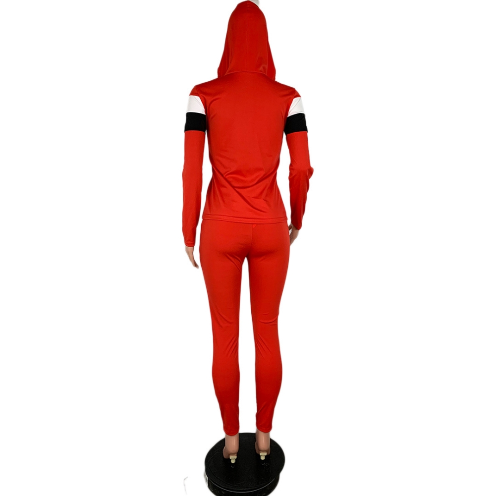 Sexy Tight Contrast Hoody Shirt and Pants