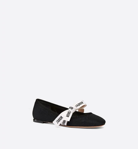 Miss J'Adior Ballerina Flat Black Technical Fabric
