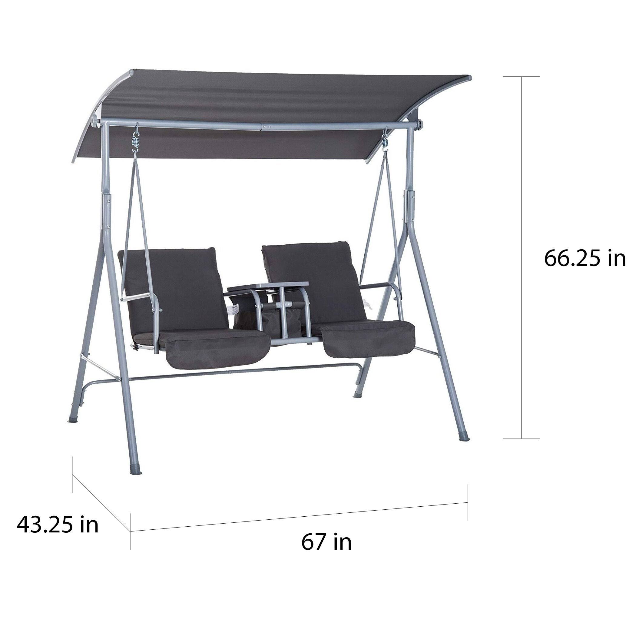 Jamna Water-Resistant Patio Swing with Center Pivot Table by Havenside Home - Grey