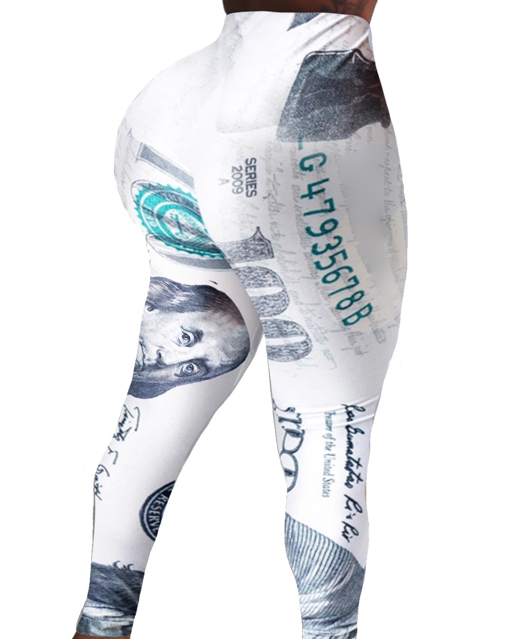Sports Fitness Dollar Print High Waist Leggings