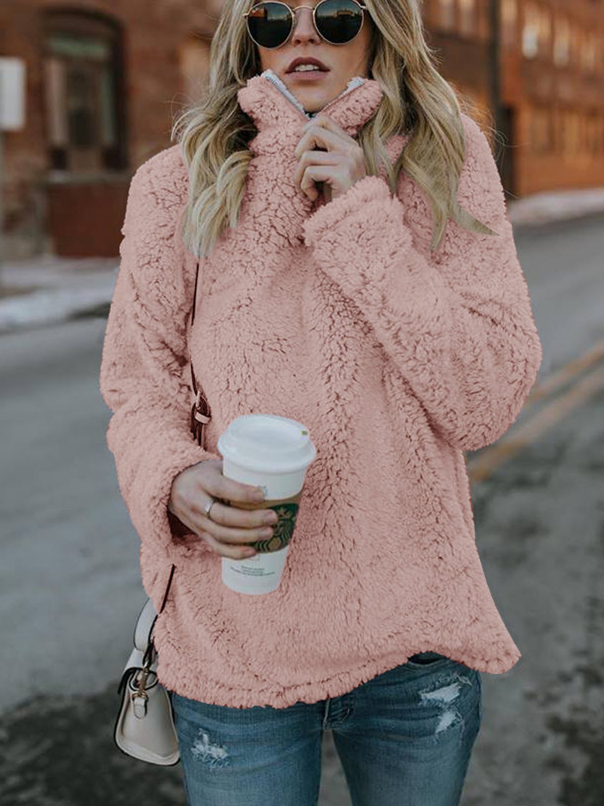 Turtleneck Solid Fleece Warm Hoodie