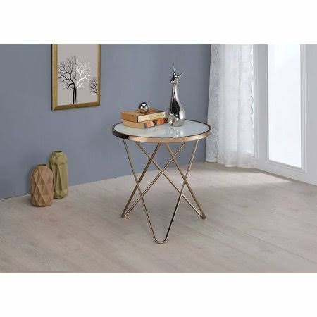Acme Valora End Table in Champagne Frosted Glass 81827, Size: 22