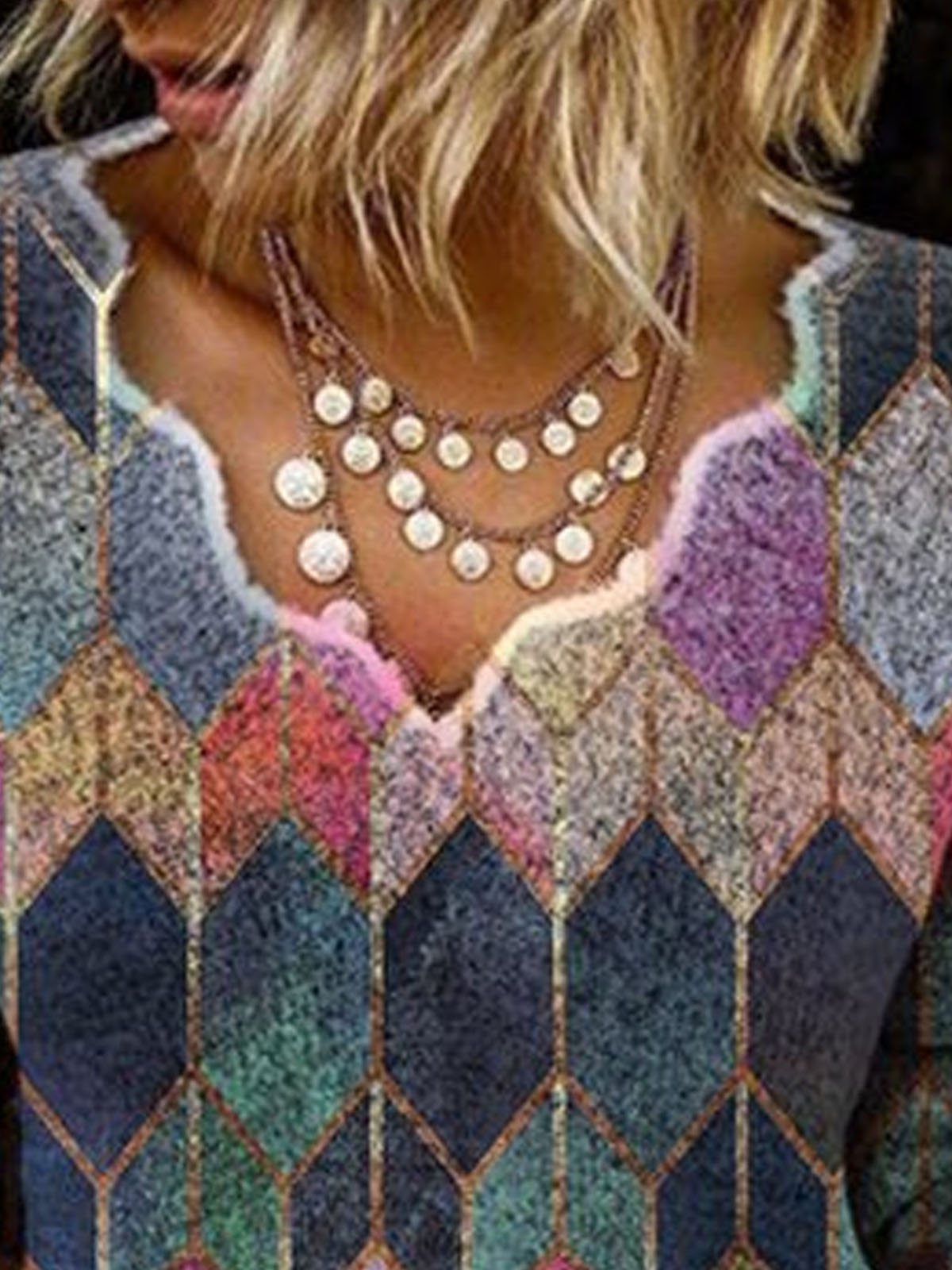 Simple & Basic Floral-Print Shift Long Sleeve Sweater