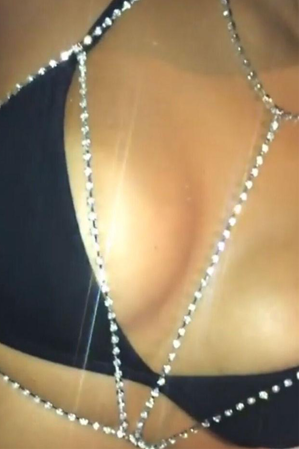 银色性感哥特式闪亮文胸美体链配件