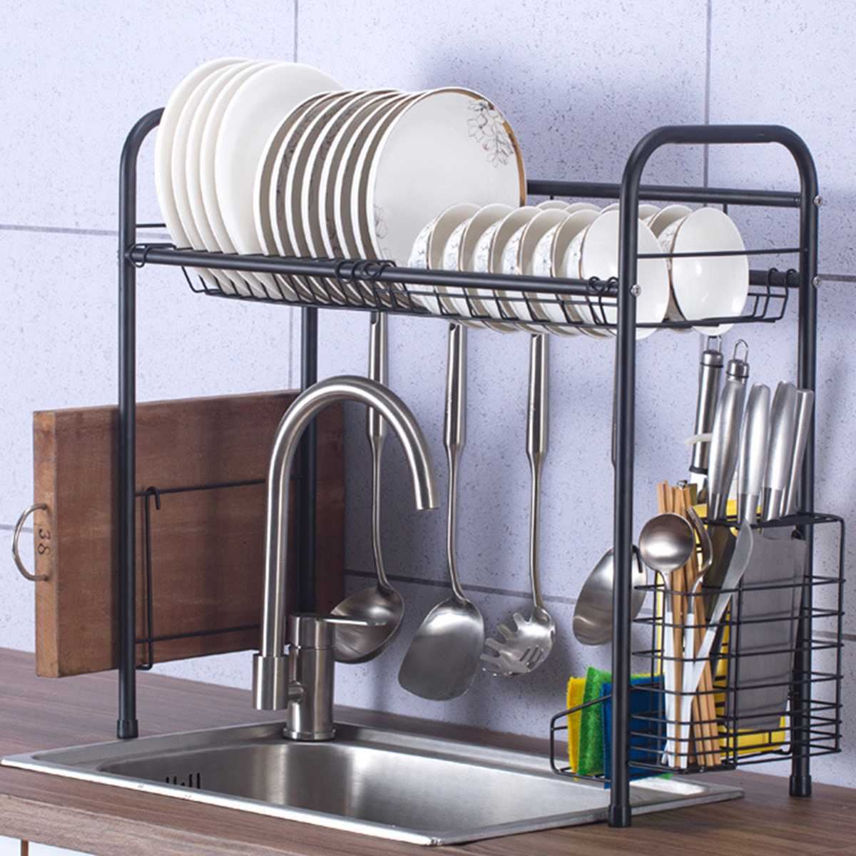 Stainless Steel Dish Drying Rack Kitchen Storage Shelf Over the Sink Counter-top Space Saver