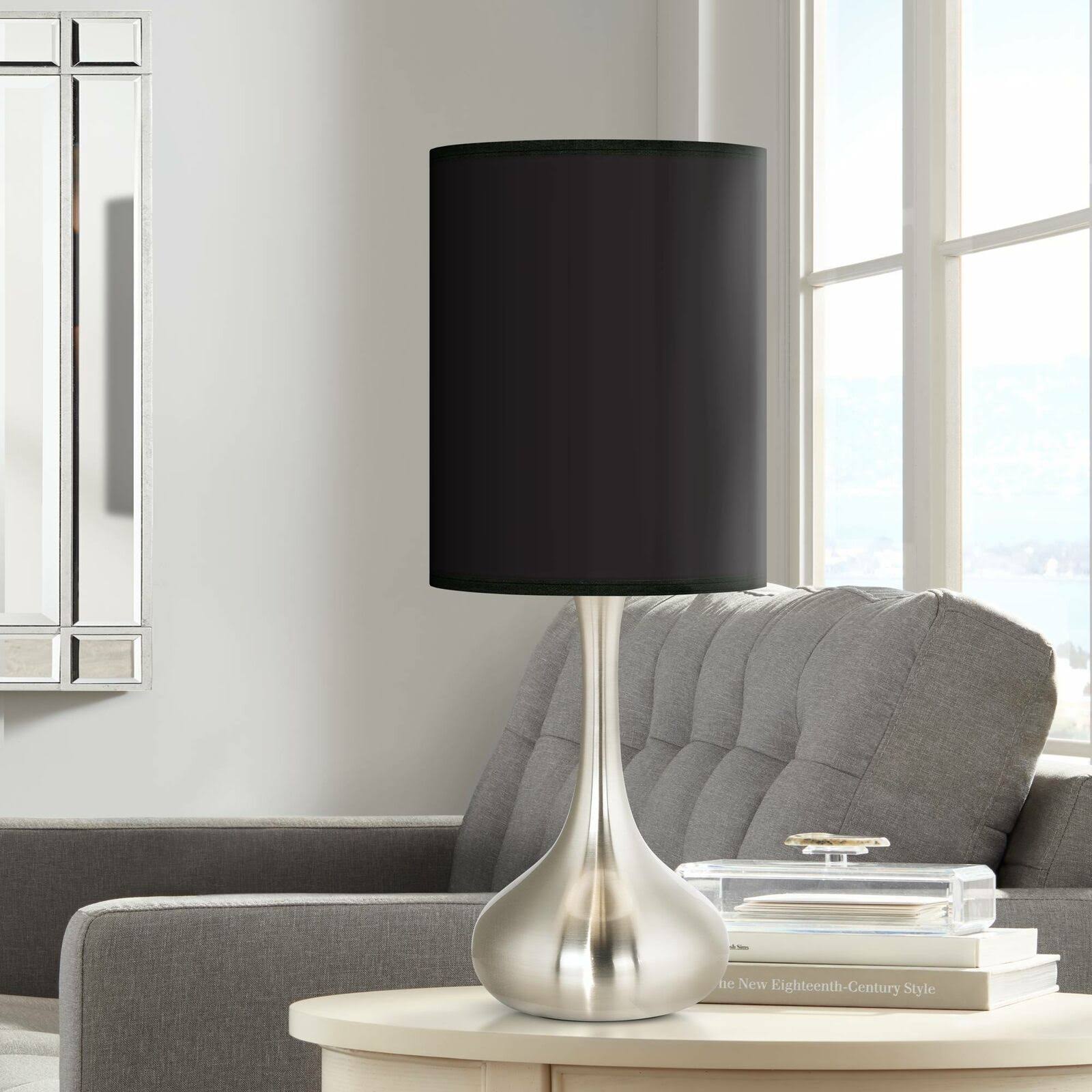 Giclee Glow All Black Giclee Droplet Table Lamp, Silver