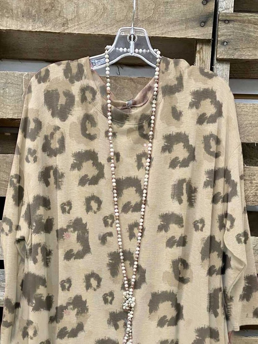 Cotton-Blend Vintage Leopard Shirts & Tops