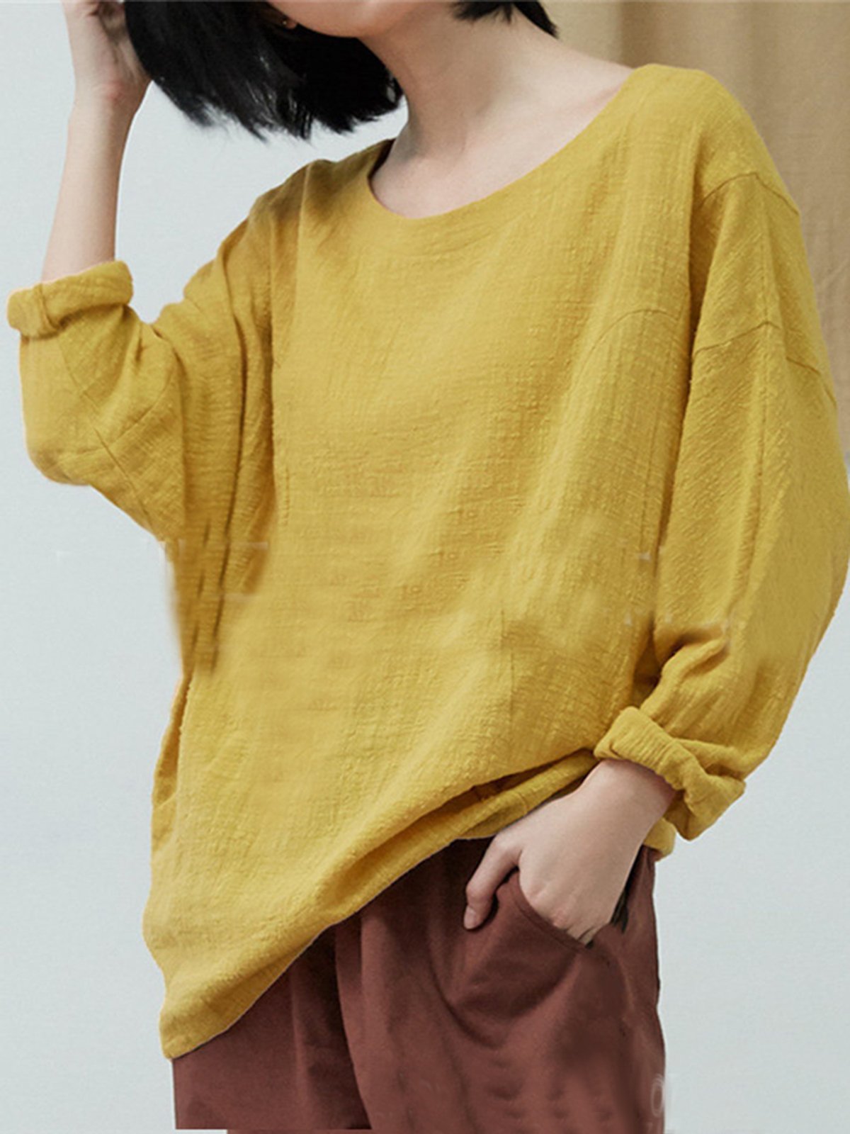 Long Sleeve Crew Neck Casual Shirts & Tops