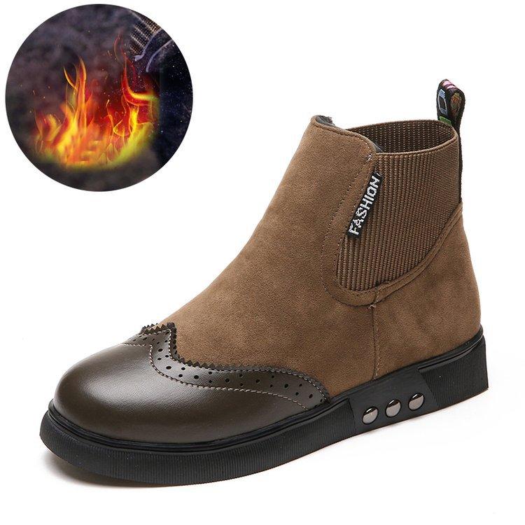 Women Artificial Leather Elastic Band Boots Vintage Suede Booties