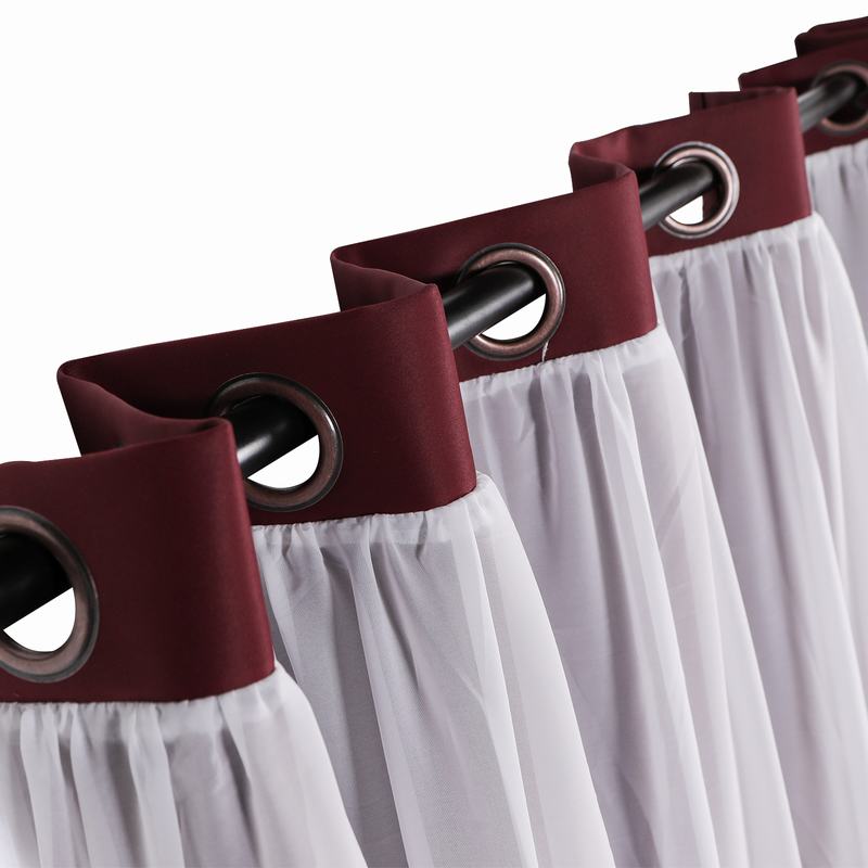 Layered Curtain Mix & Match Elegance White Crushed Voile x Blackout Curtain Grommet Panel ELI