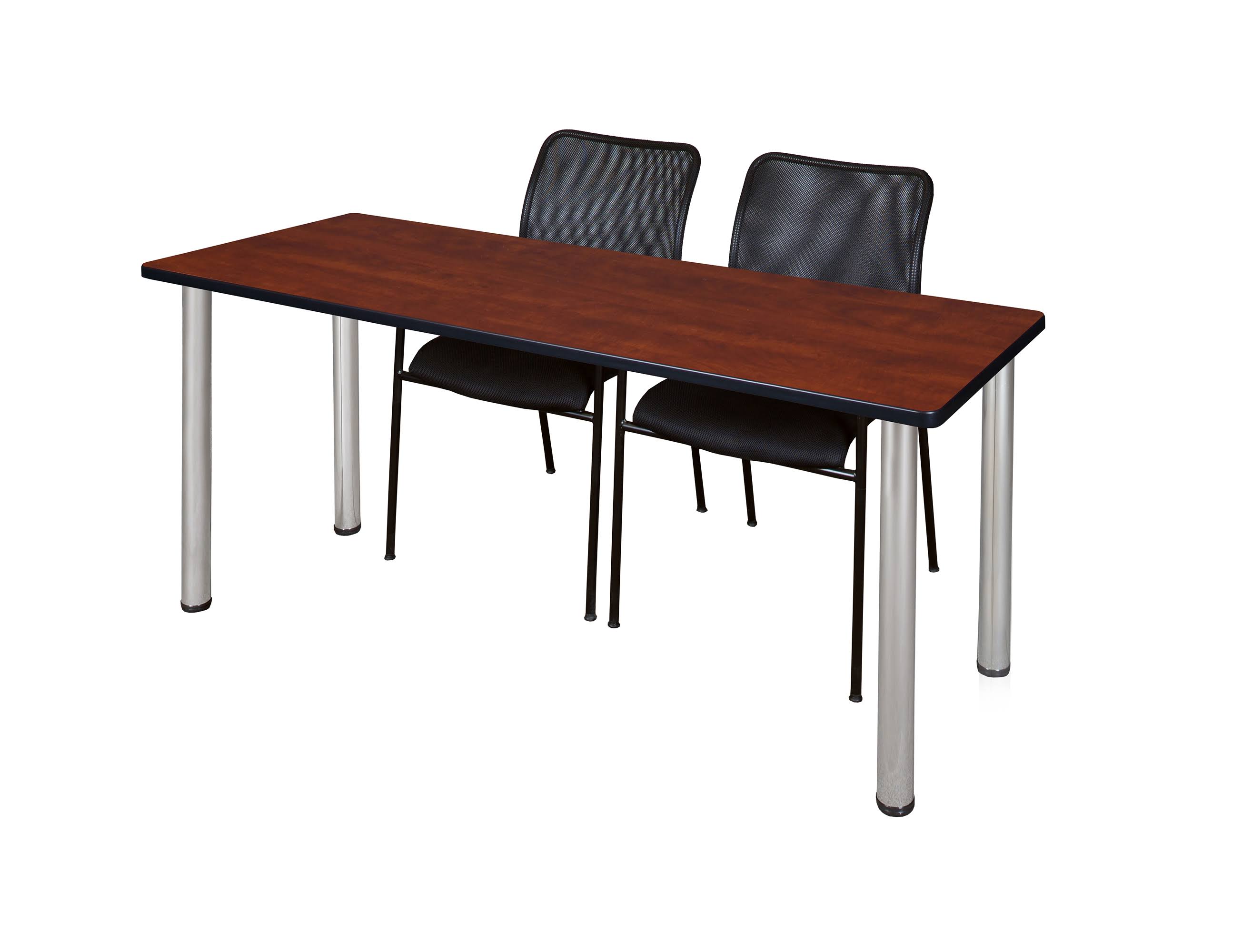 Regency 60x22 x 24x22 Kee Training Table- Mocha Walnut/ Chrome 2 Mario Stack Chairs- Black