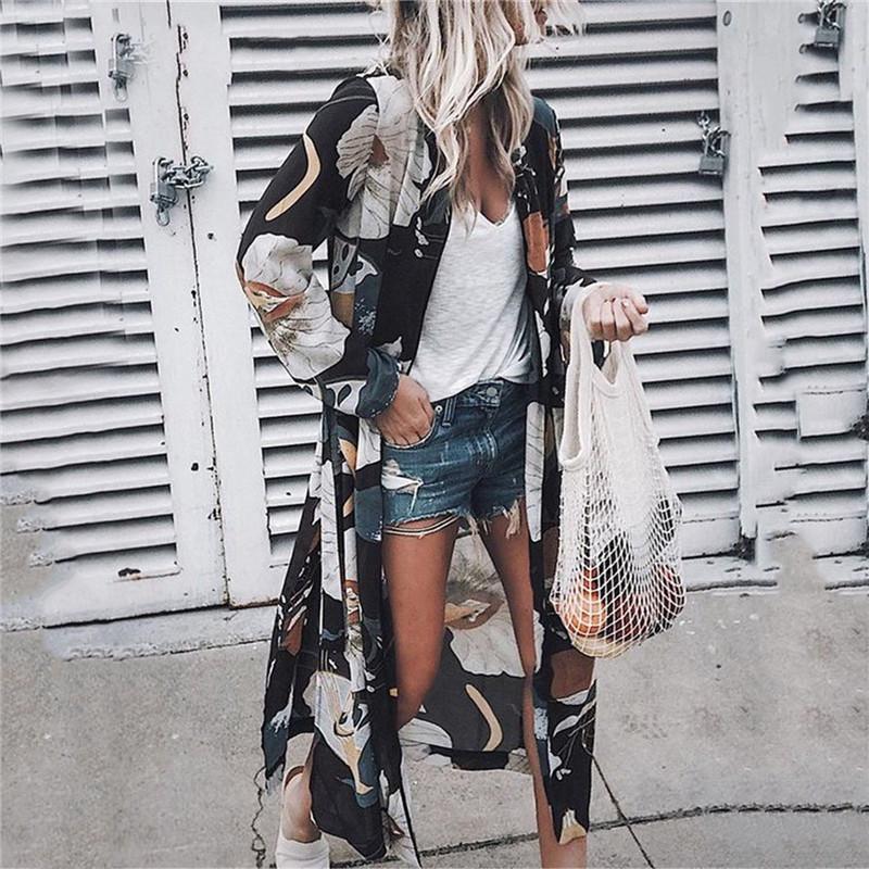 Women's Printed Casual Loose Long-sleeved Cardigans