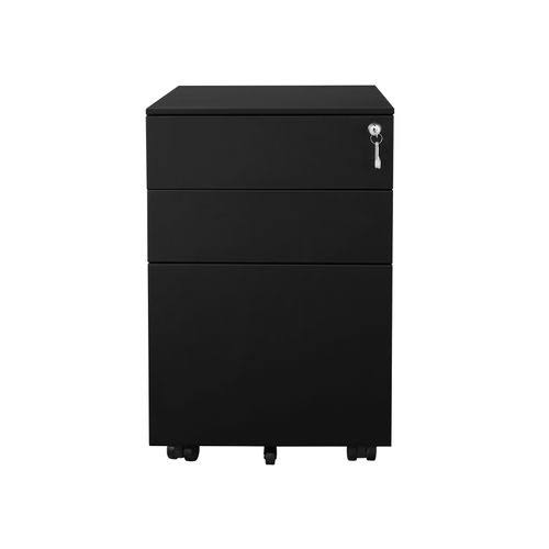 SONGMICS Steel File Cabinet 3 Drawer with Lock Mobile Pedestal Under Desk Fully Assembled Except Casters Black UOFC60BK
