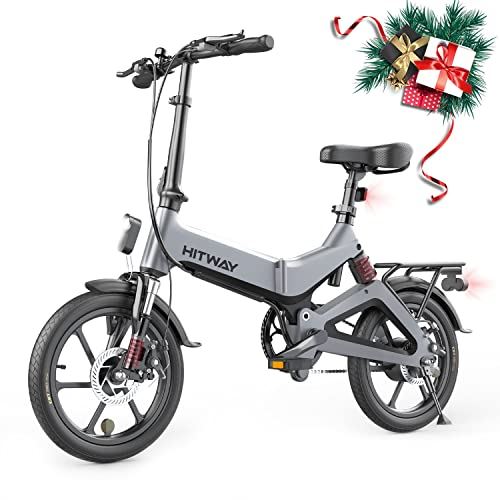 HITWAY Electric Bike,16 inch Folding Electric Bicycle, Double Shock