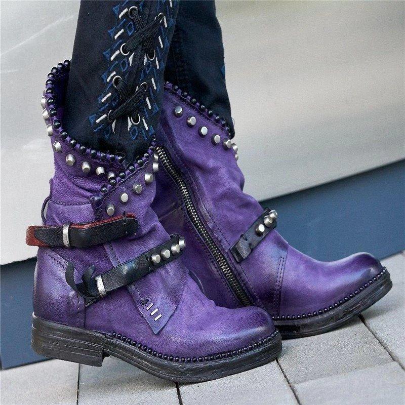 Women  Vintage and Comfortable Boots With Buckle