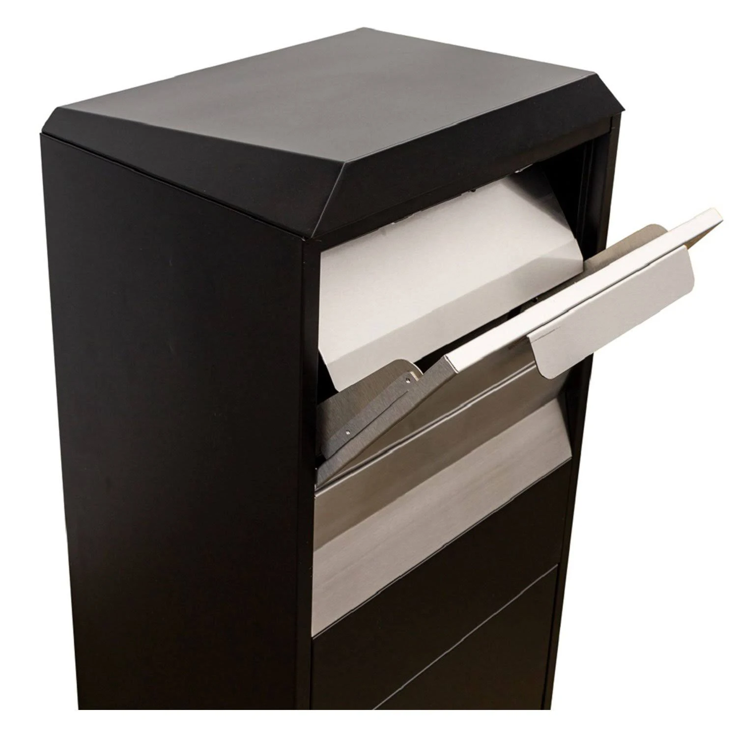 Qualarc Locking Parcel Drop Box in Black with Stainless Steel