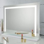 SHOWTIMEZ Vanity Mirror with Lights, Tabletop Wall-Mounted Makeup Mirror with Dimmable 3 Modes LED Backlit Light Strip,Touch Screen Control Cosmetic Mirror with USB Outlet, 22.8��� W x 17.5��� H