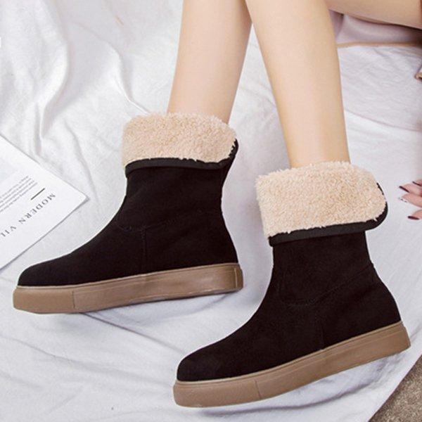 Women's Round Toe Casual Low Heel Boots